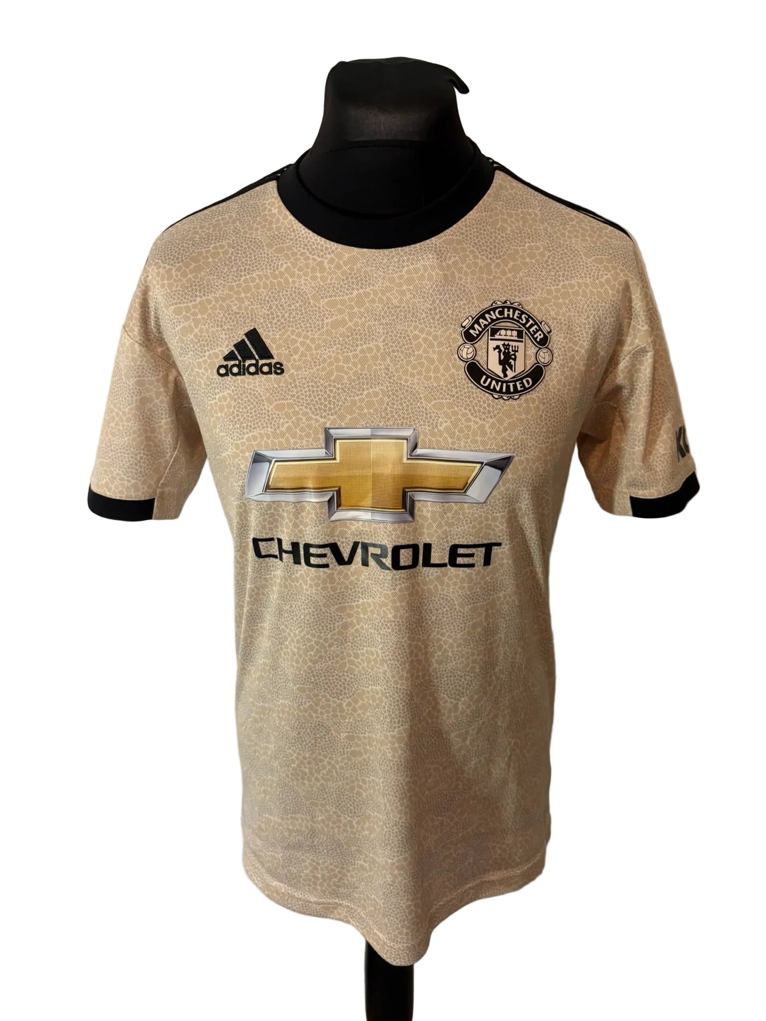 Manchester United 2019-20 away football shirt, beige, medium, Adidas, Marcus Rashford, front