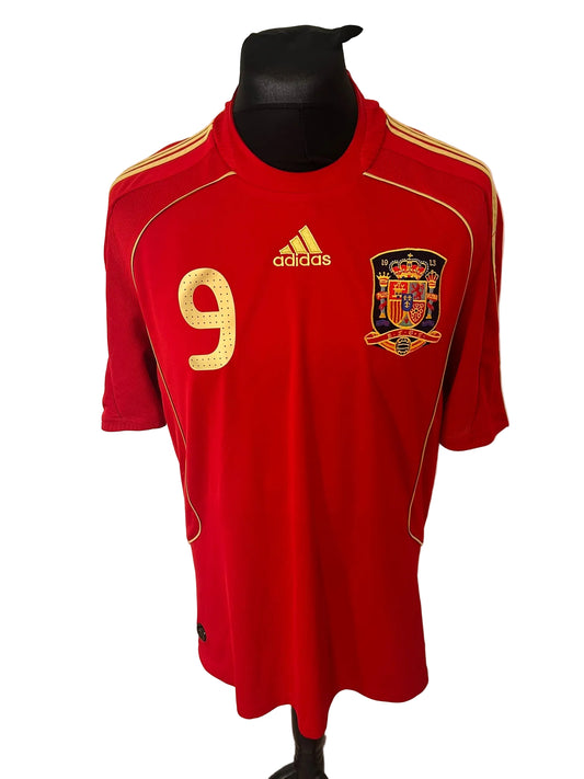Spain 2007-09 home football shirt, red, Large, Adidas, Fernando Torres, front