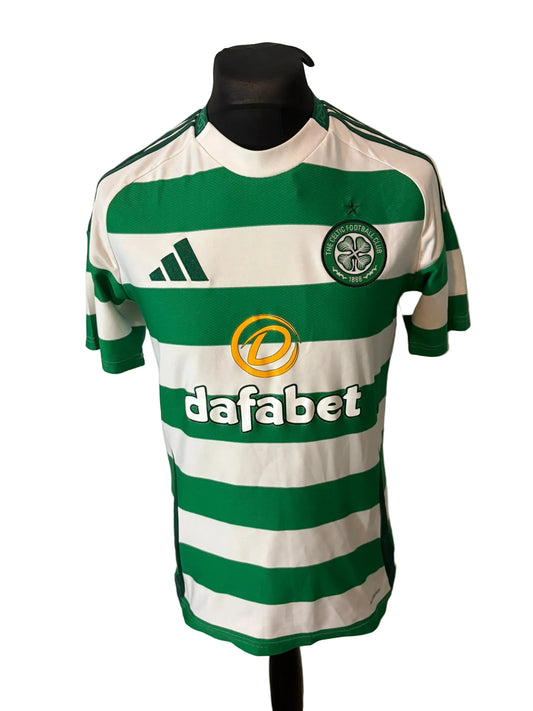 Celtic 2024-25 home football shirt, green and white, medium, Adidas, front
