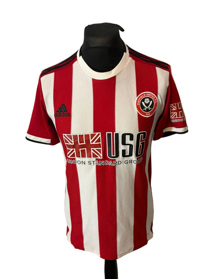 Sheffield United 2019-20 home football shirt, red and white, small, Adidas, front