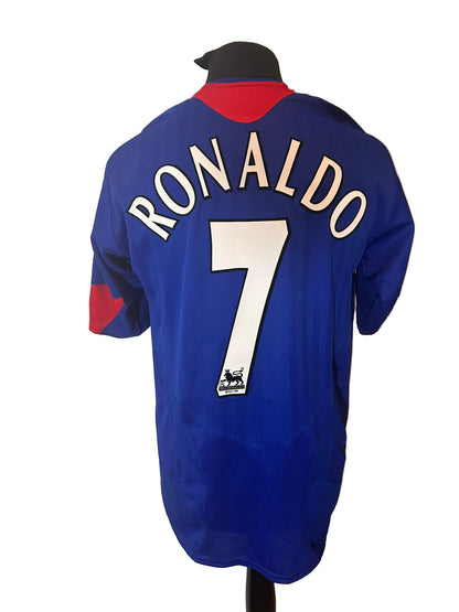Manchester United 2005-06 away football shirt, Nike, medium, blue, Cristiano Ronaldo, back