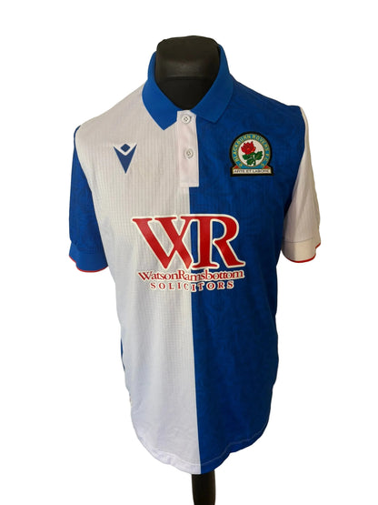 Blackburn Rovers 2024-25 home football shirt, blue and white, Large, Macron, front
