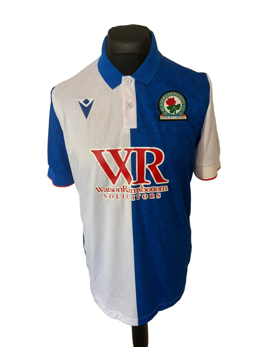 Blackburn Rovers 2024-25 home football shirt, blue and white, Large, Macron, front