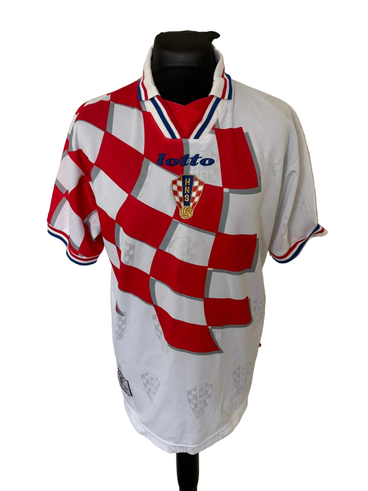 Croatia 1998-01 home football shirt, red and white, Large, Lotto, front