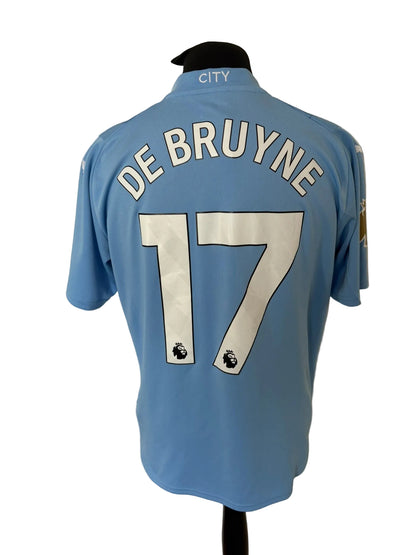Manchester City 2023-24 home football shirt, blue, Large, Puma, Kevin De Bruyne, back