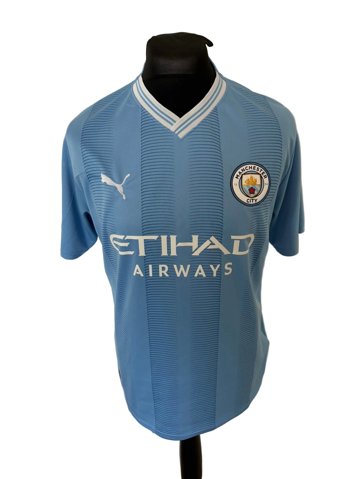 Manchester City 2023-24 home football shirt, blue, Large, Puma, Kevin De Bruyne, front