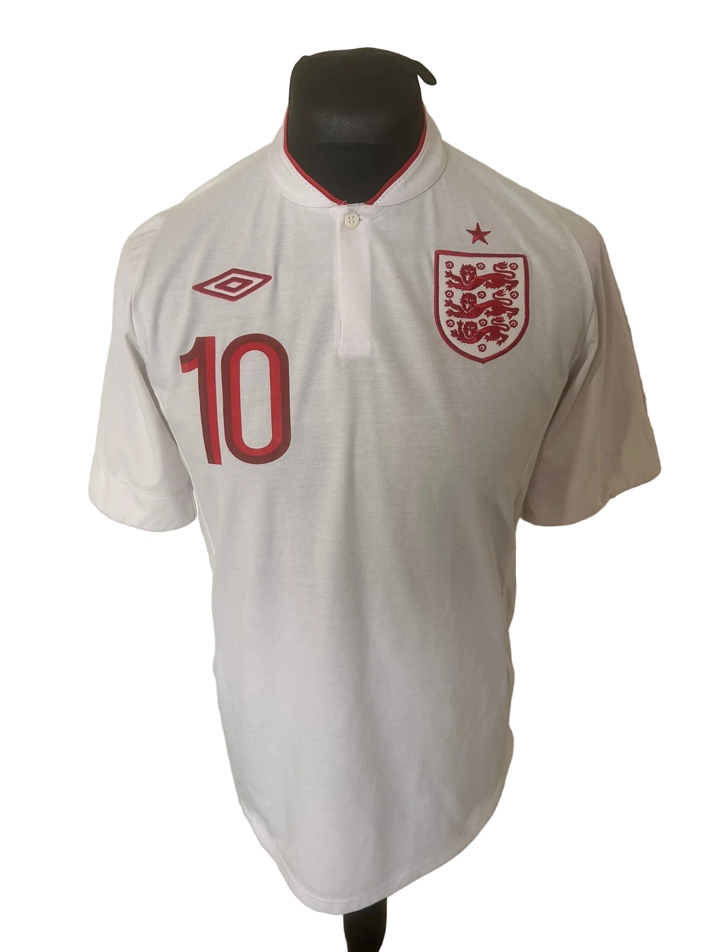 England 2012-13 home football shirt, white, Large, Umbro, Wayne Rooney, front