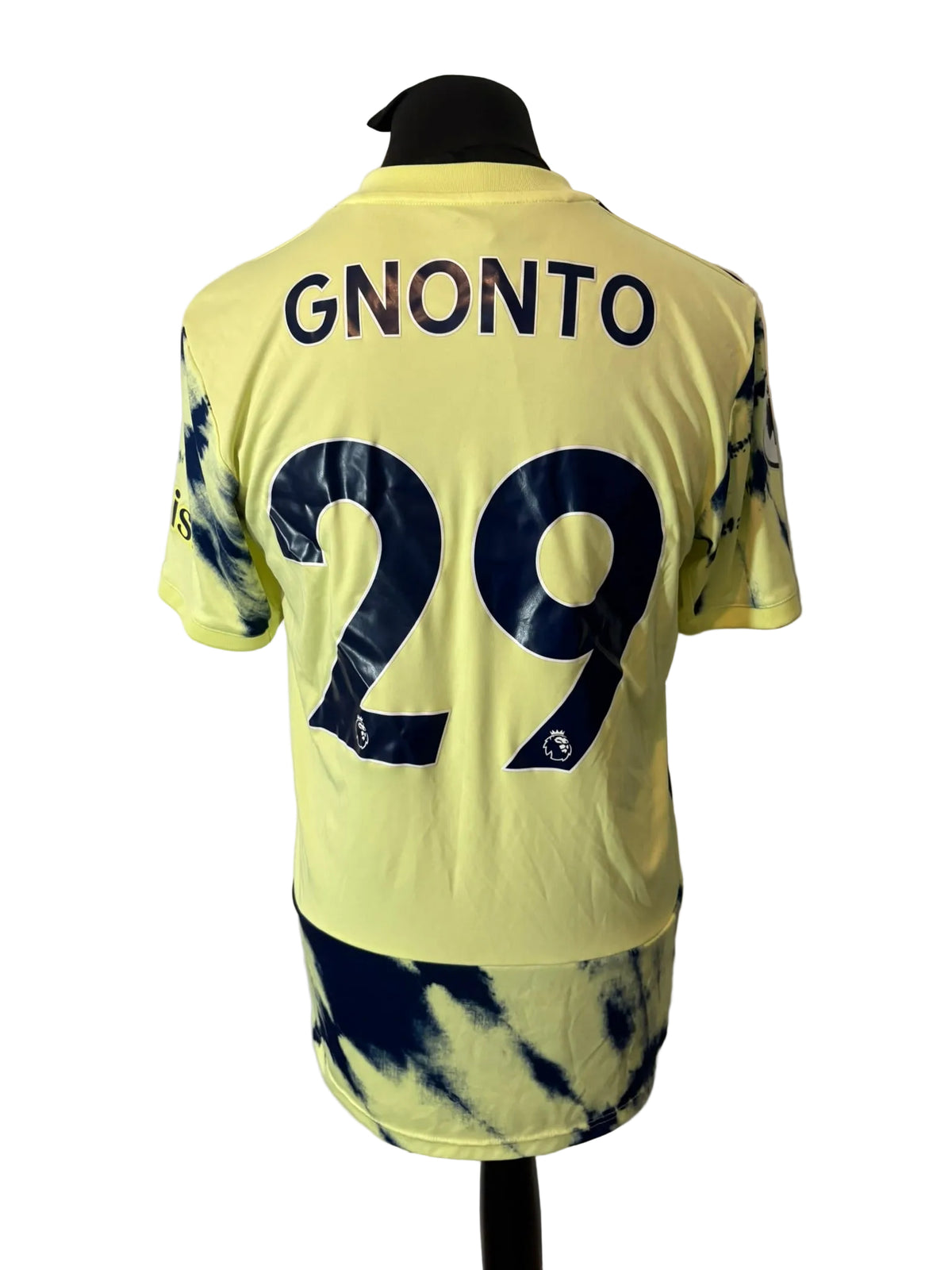 Leeds United 2022-23 away football shirt, yellow, medium, Adidas, Willy Gnonto, back