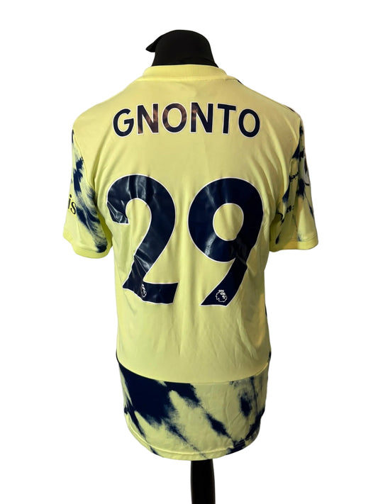 Leeds United 2022-23 away football shirt, yellow, medium, Adidas, Willy Gnonto, back
