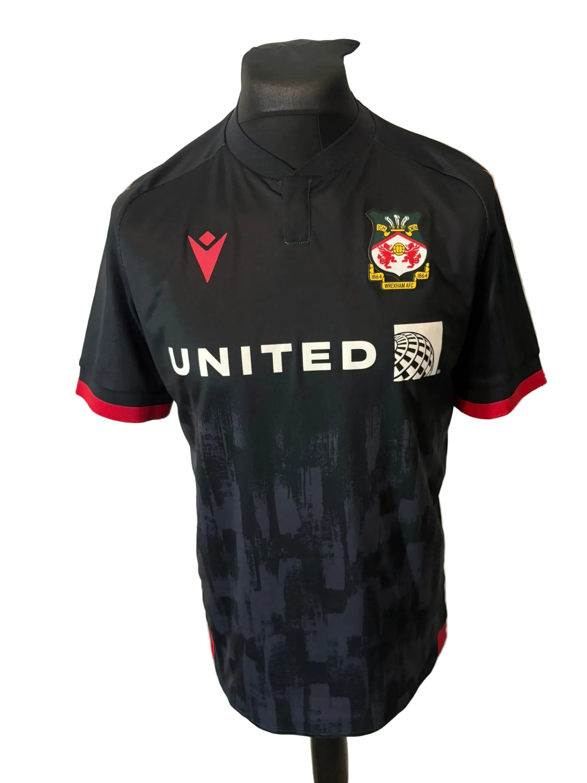 Wrexham 2023-24 third football shirt, black, Large, Macron, front