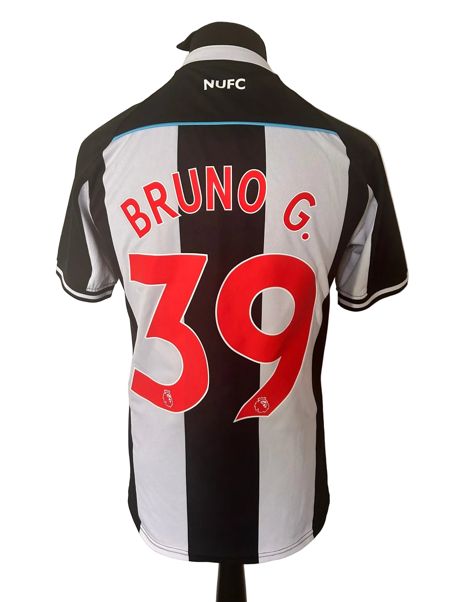 Newcastle United 2021-22 home football shirt, black and white, medium, Castore, Bruno Guimaraes, back