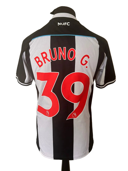 Newcastle United 2021-22 home football shirt, black and white, medium, Castore, Bruno Guimaraes, back