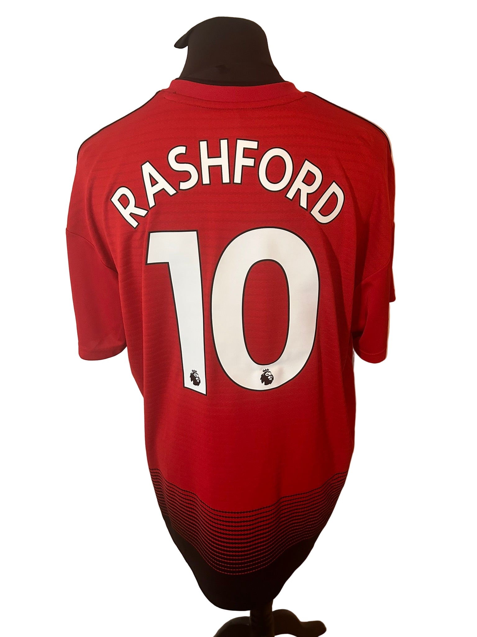 Manchester United 2018-19 home football shirt, adidas, XXL, 2XL, red, Marcus Rashford, back
