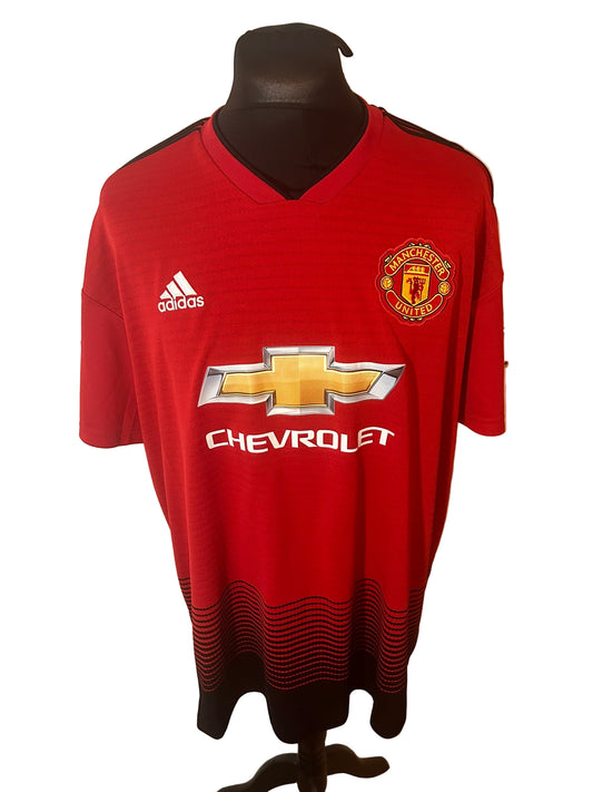 Manchester United 2018-19 home football shirt, adidas, XXL, 2XL, red, Marcus Rashford, front