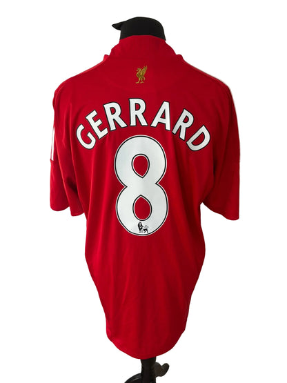 Liverpool 2008-10 home football shirt, red, Extra Large, XL, Adidas, Steven Gerrard, back