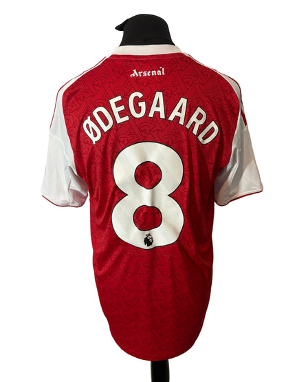 Arsenal 2025-26 home football shirt, red, Large, Adidas, Martin Odegaard, back