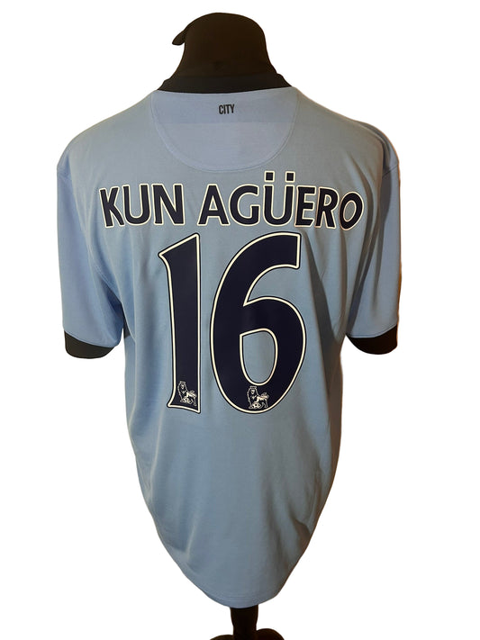 Manchester City 2014-15 home football shirt, Nike, Extra Large, XL, blue, Sergio Aguero, back
