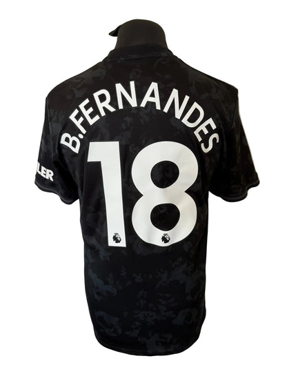 Manchester United 2019-20 third football shirt, black, medium, Adidas, Bruno Fernandes, back