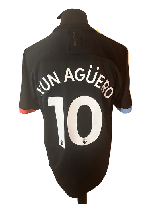 Manchester City 2019-20 away football shirt, Puma, XL, Extra Large, black, Sergio Aguero, back