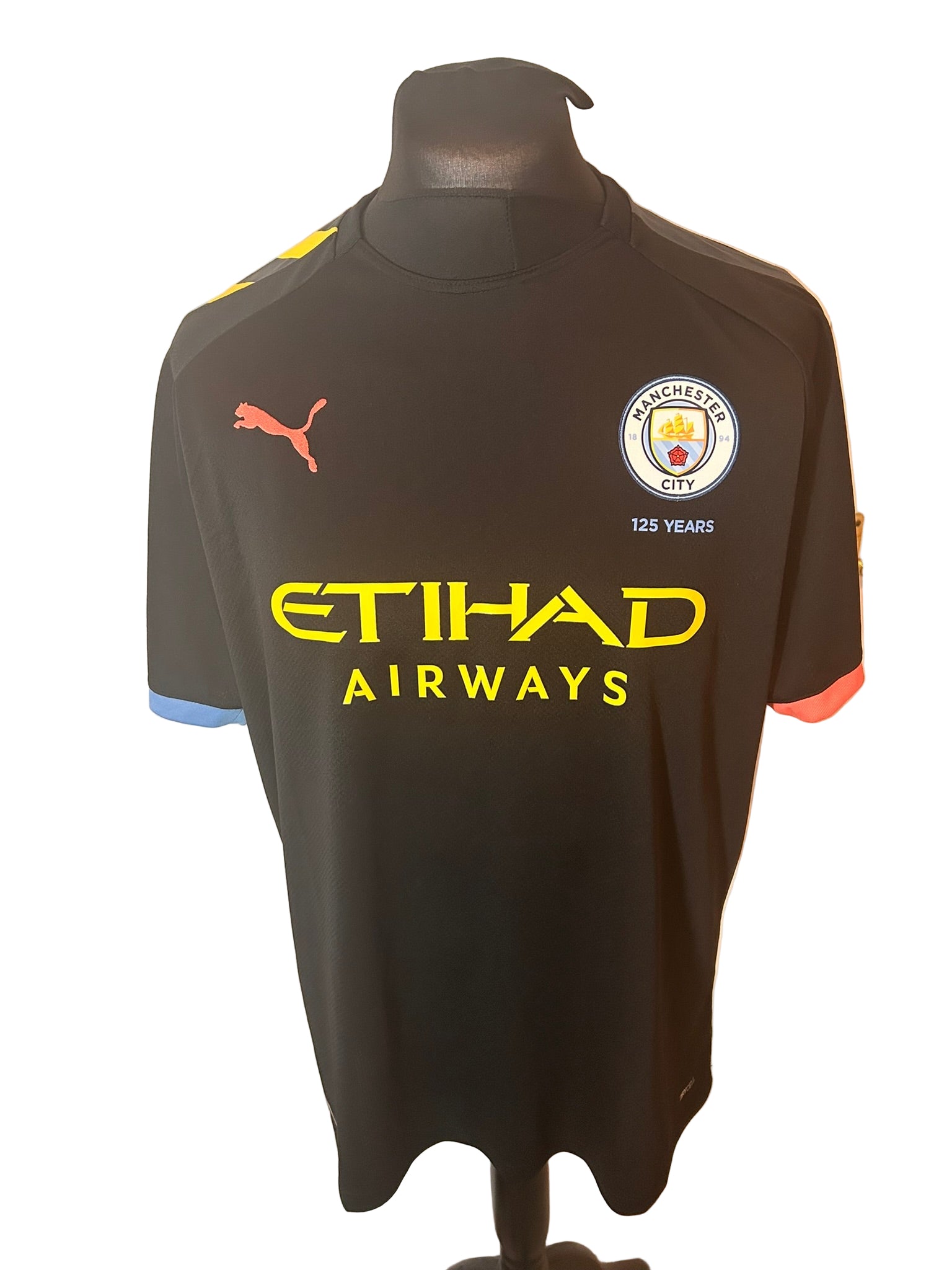 Manchester City 2019-20 away football shirt, Puma, XL, Extra Large, black, Sergio Aguero, front