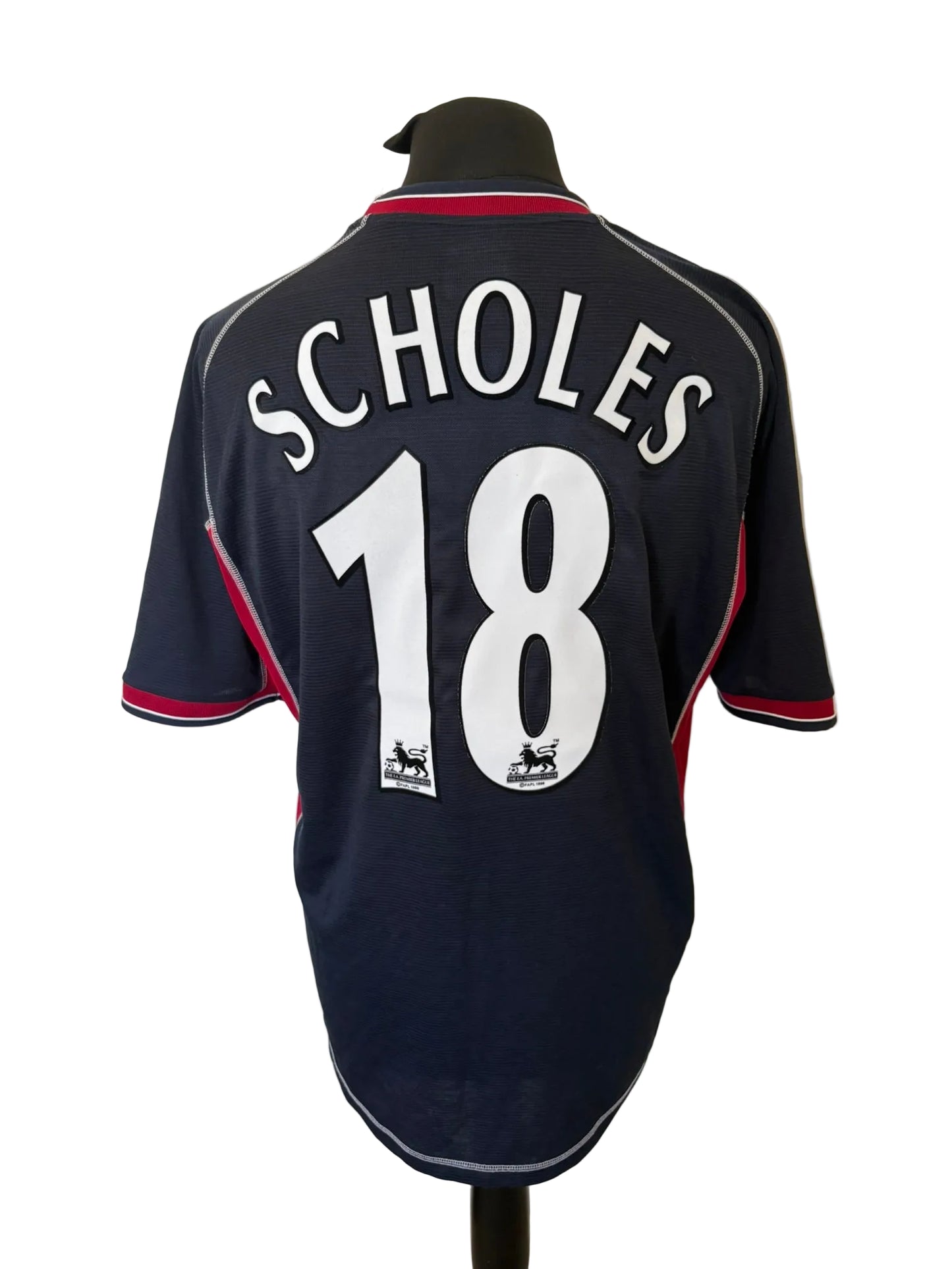 Manchester United 2000-01 third football shirt, navy, Large, Umbro, Paul Scholes, back