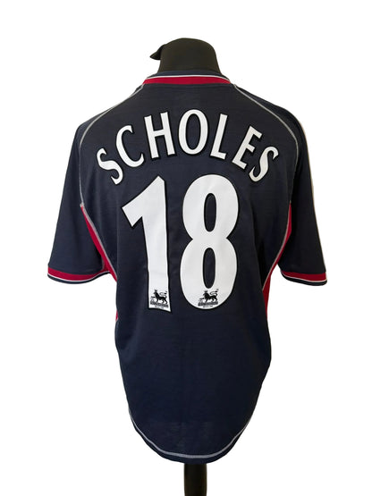 Manchester United 2000-01 third football shirt, navy, Large, Umbro, Paul Scholes, back