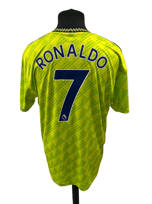 Manchester United 2022-23 third football shirt, green, large, Adidas, Cristiano Ronaldo, back
