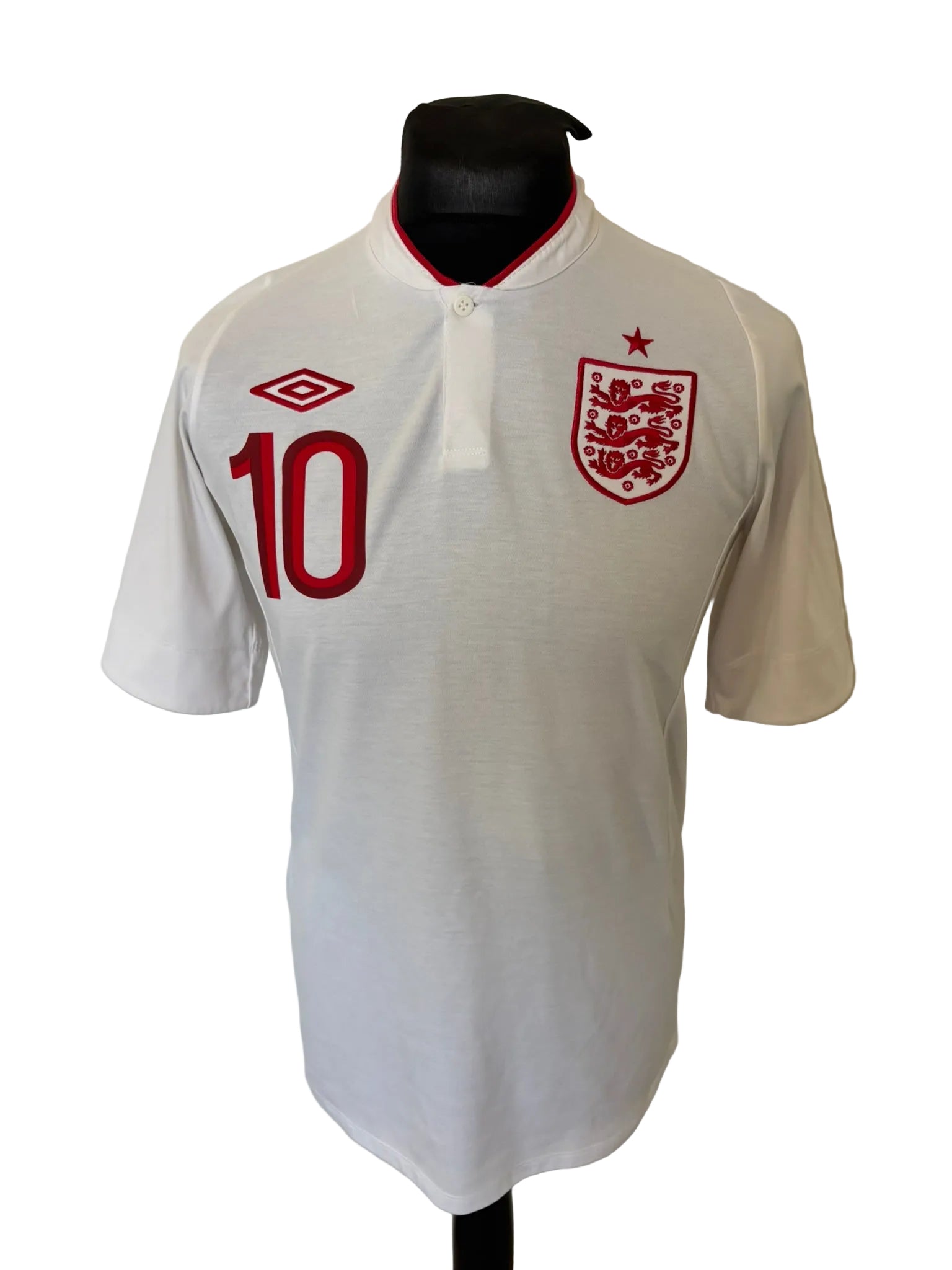 England 2012-13 home football shirt, white, medium, Umbro, Wayne Rooney, front