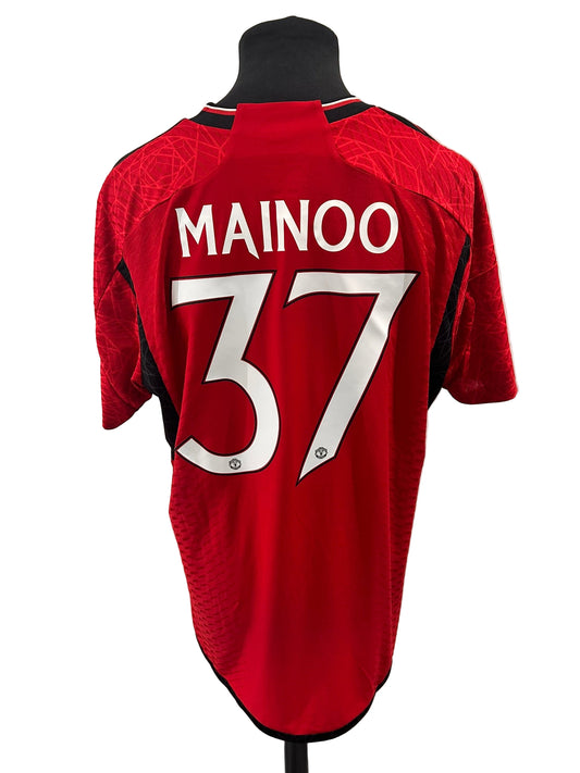 Manchester United 2023-24 home football shirt, red, extra large, XL, Adidas, Kobbie Mainoo, back