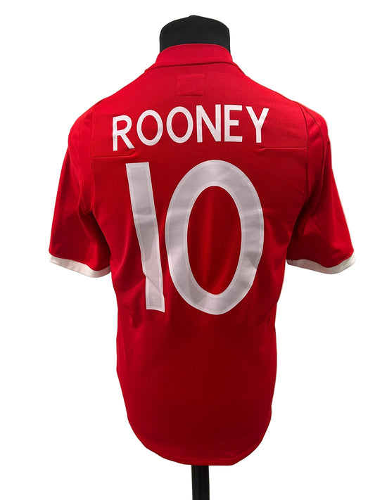 England 2010-11 away football shirt, red, small, Umbro, Wayne Rooney, back