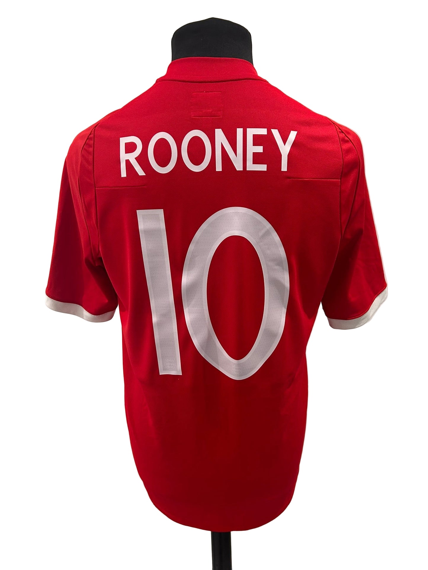 England 2010-11 away football shirt, red, medium, Umbro, Wayne Rooney, back