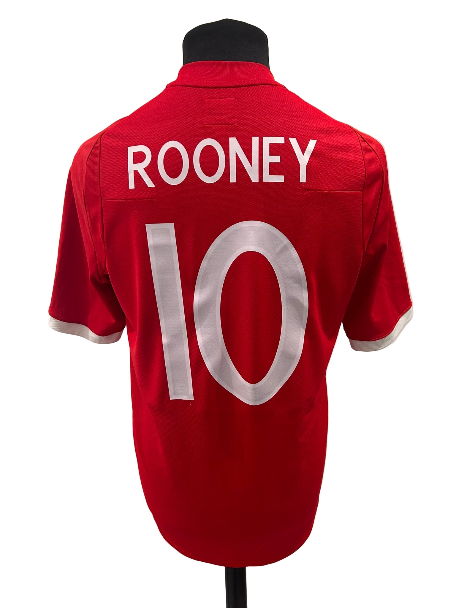 England 2010-11 away football shirt, red, medium, Umbro, Wayne Rooney, back