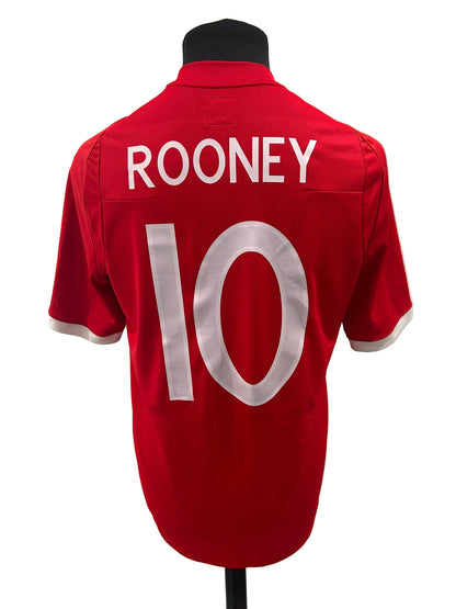England 2010-11 away football shirt, red, medium, Umbro, Wayne Rooney, back