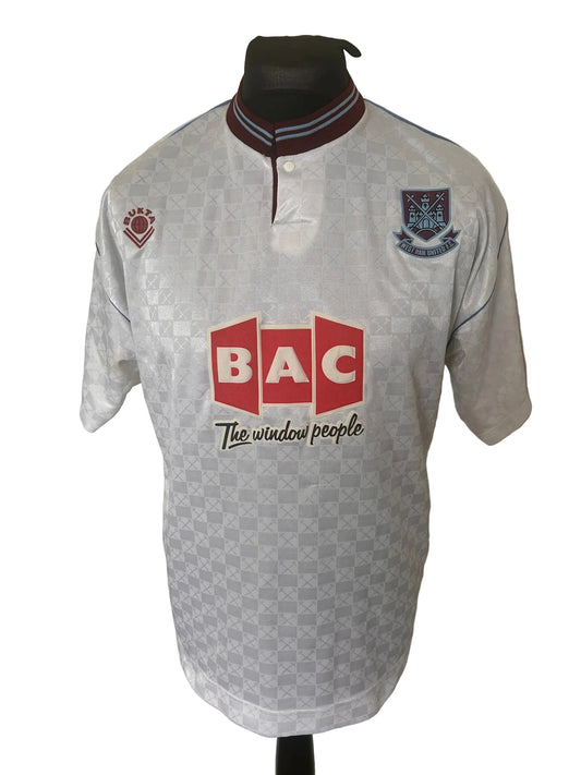 West Ham United 1989-91 away football shirt, white, Large, Bukta, front