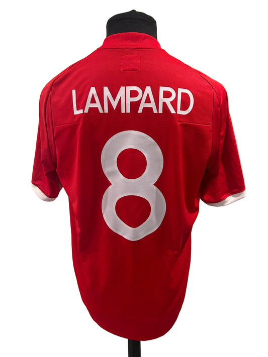 England 2010-11 away football shirt, red, medium, Umbro, Frank Lampard, back