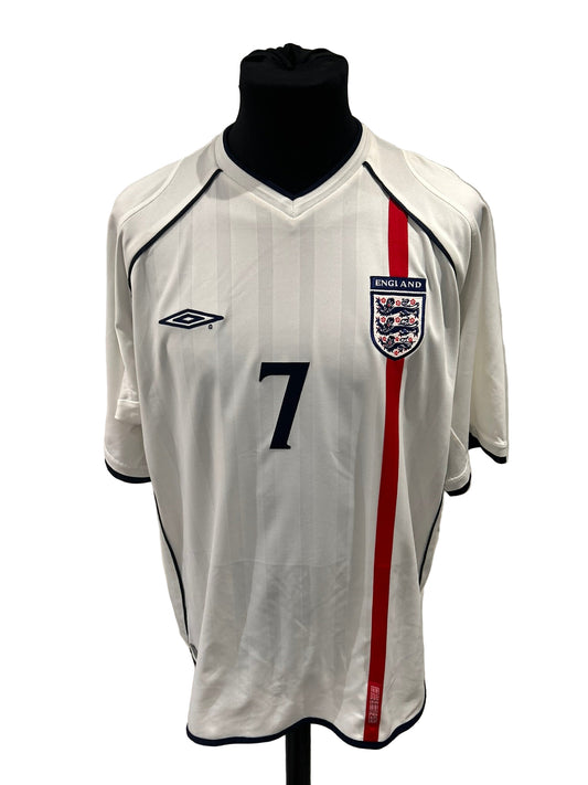 England 2001-03 home football shirt, white, 2XL, XXL, Umbro, David Beckham, front