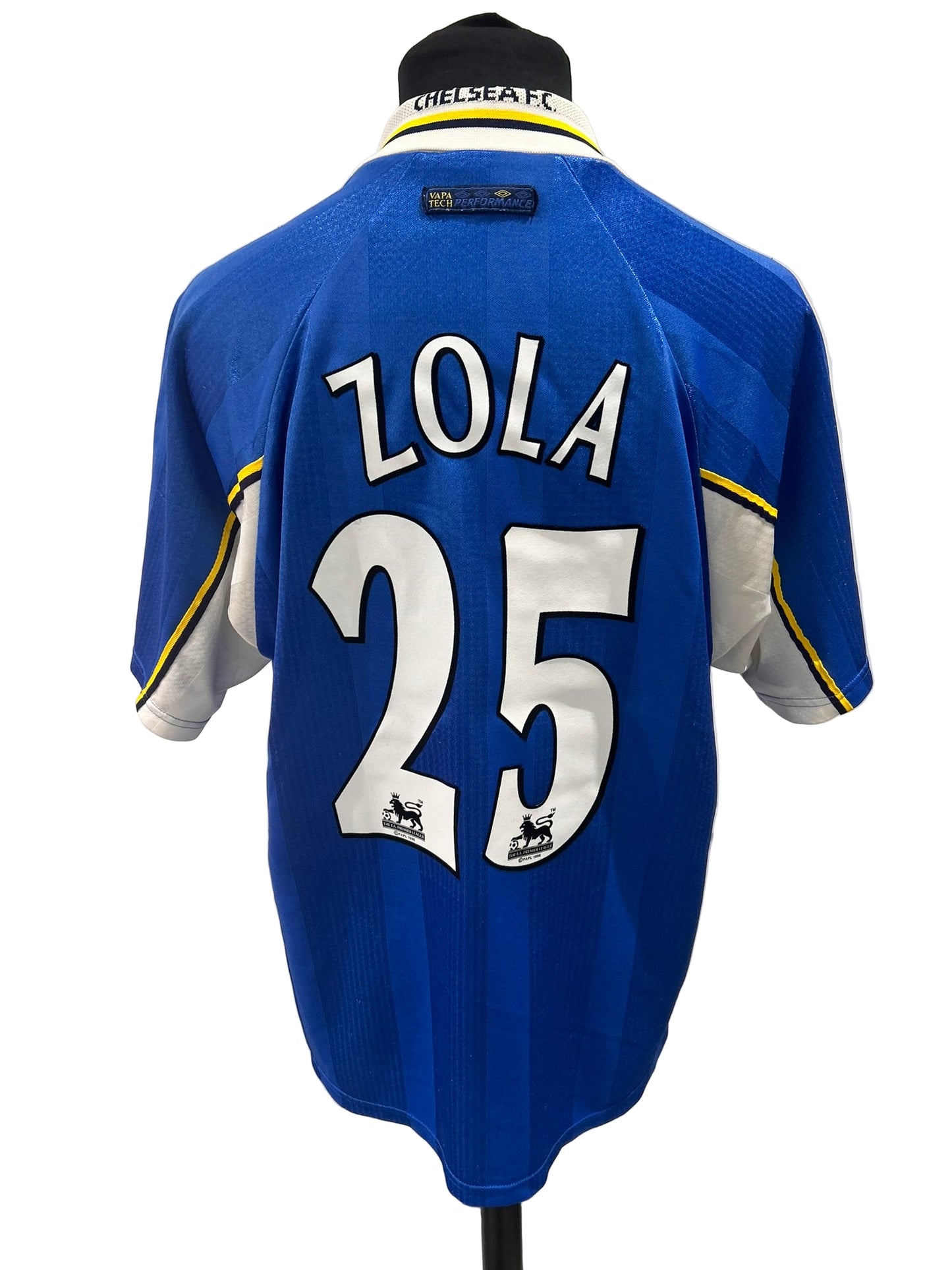 Chelsea 1997-99 home football shirt, blue, extra large, XL, Umbro, Gianfranco Zola, back