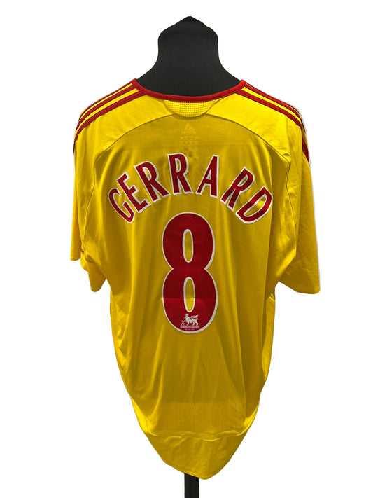Liverpool 2006-07 away football shirt, yellow, XXL, 2XL, Adidas, Steven Gerrard, back