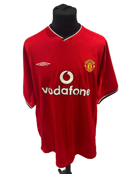 Manchester United 2000-02 home football shirt, red, extra large, XL, Umbro, David Beckham, front
