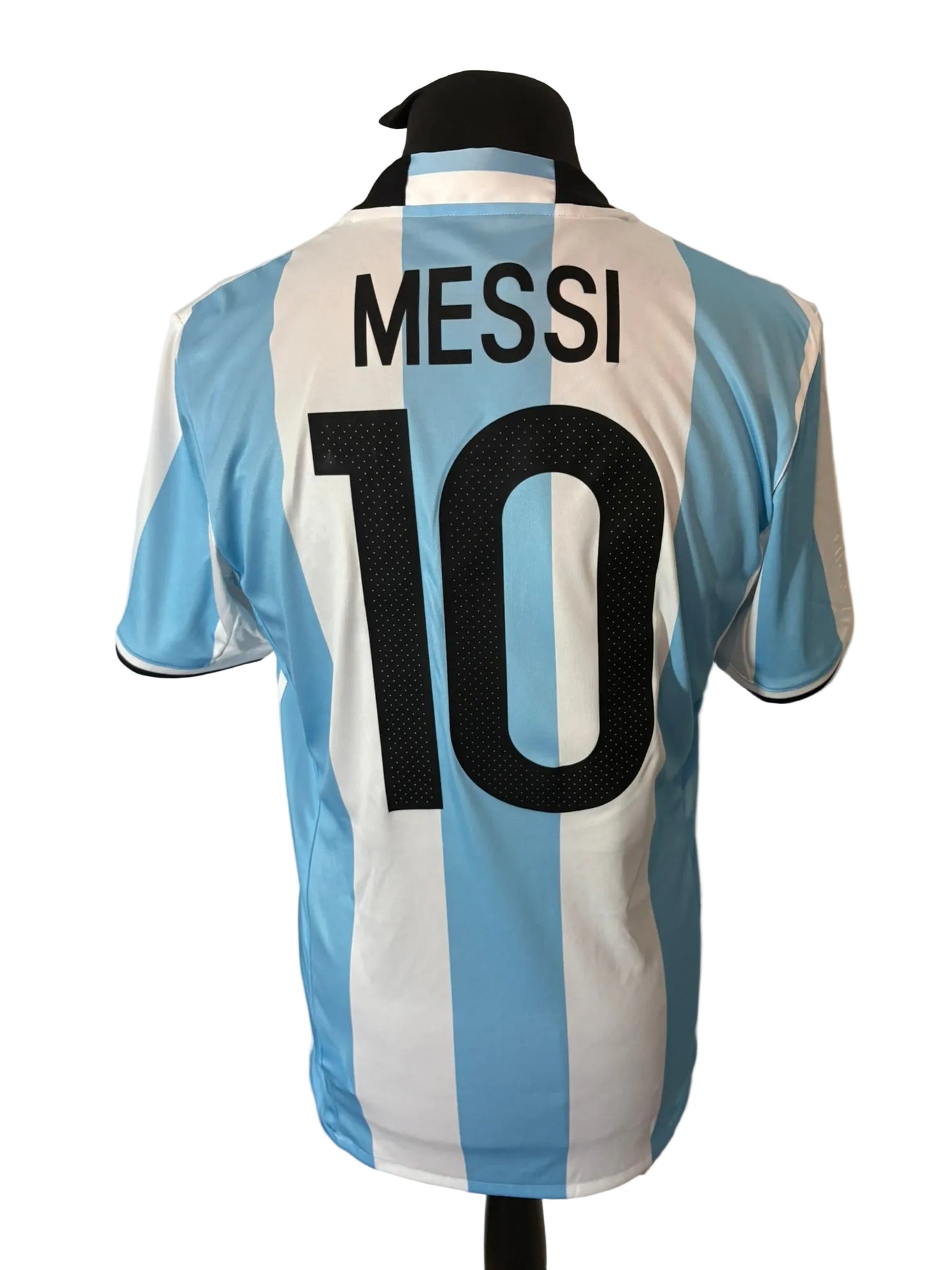 Argentina 2016-17 home football shirt, blue and white, medium, Adidas, Lionel Messi, back