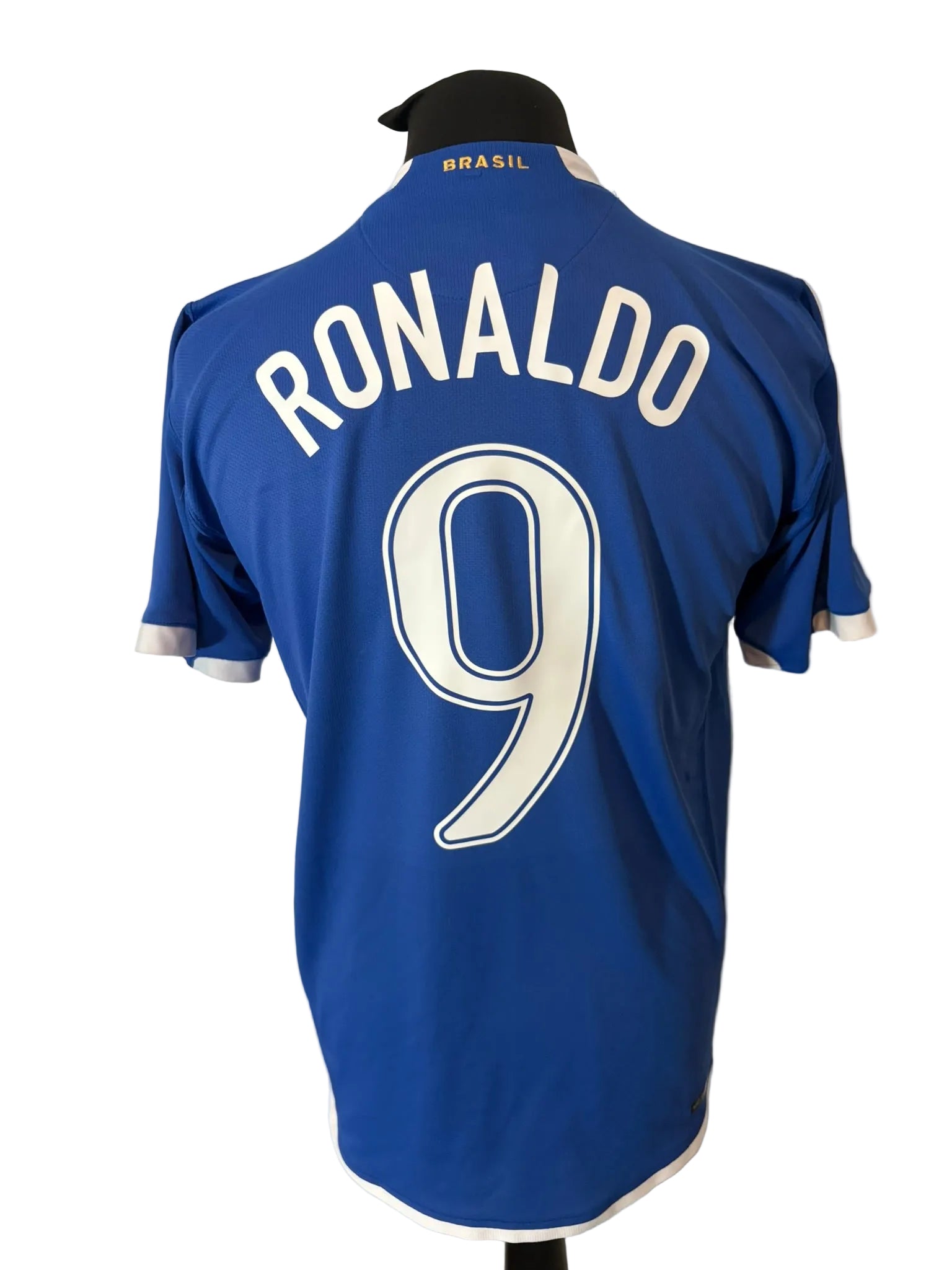 Brazil 2006-07 away football shirt, blue, medium, Nike, Ronaldo, back