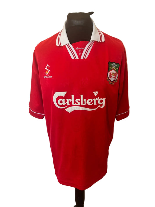 Wrexham 1998-00 home football shirt, red, Large, Super League, front