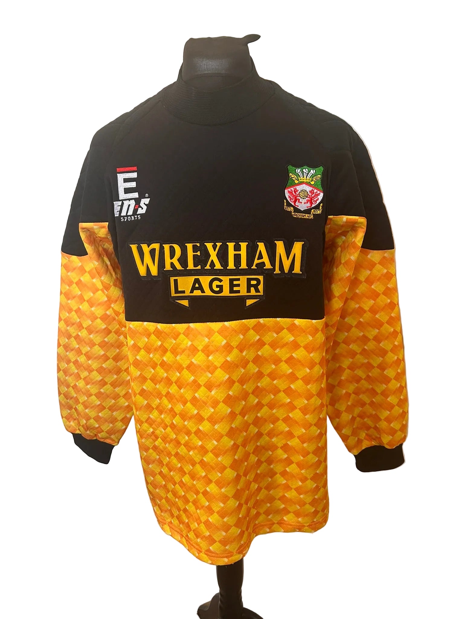 Wrexham 1996-97 goalkeeper football shirt, black and yellow, Large, En-S, front