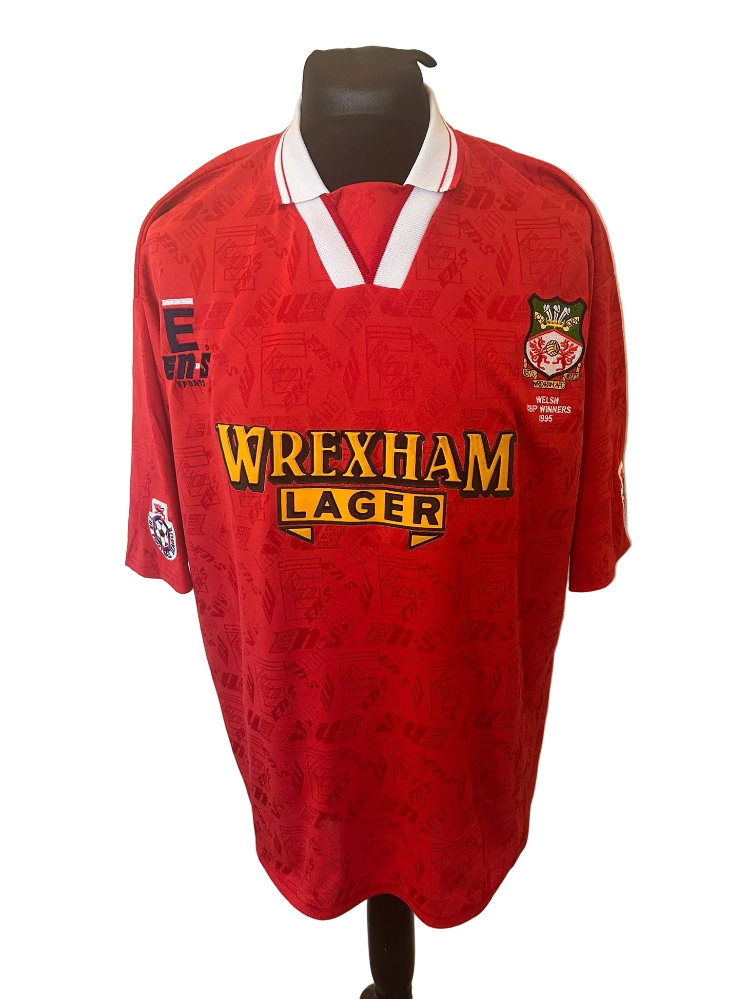 Wrexham 1995-96 home football shirt, red, Extra Large, XL, En-S, front