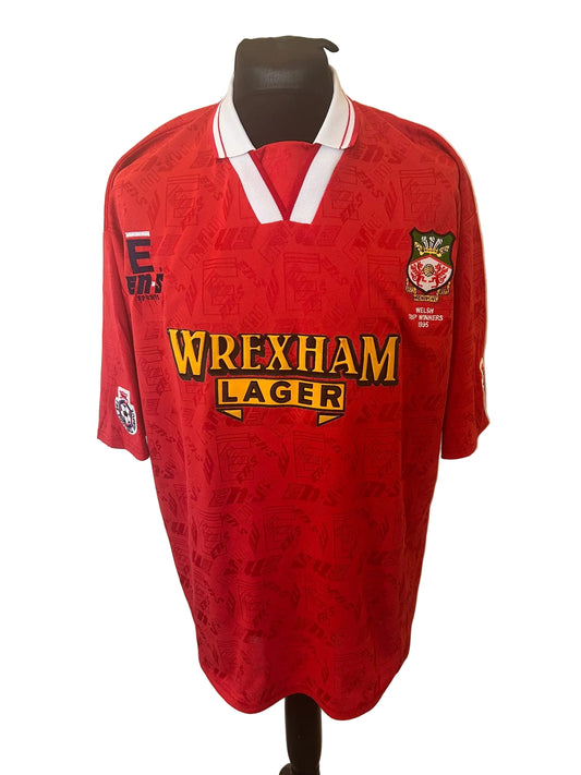 Wrexham 1995-96 home football shirt, red, Extra Large, XL, En-S, front