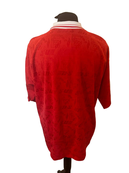 Wrexham 1995-96 home football shirt, red, Extra Large, XL, En-S, back