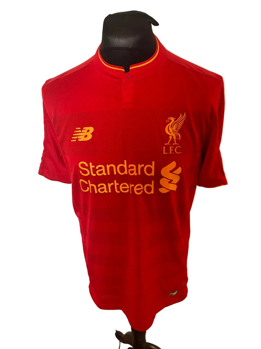 Liverpool 2016-17 home football shirt, red, Large, New Balance, Roberto Firmino, front
