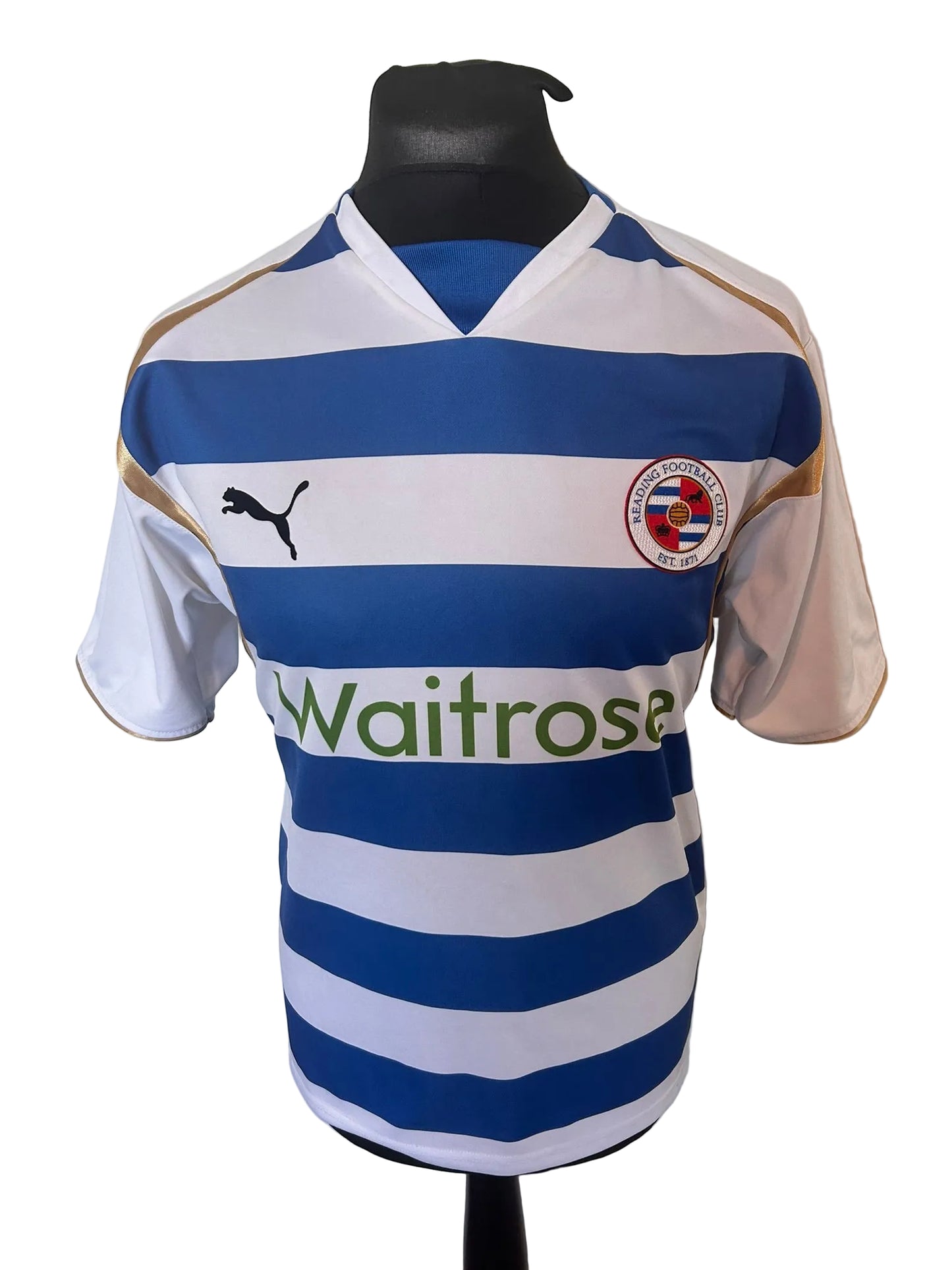 Reading 2008-09 home football shirt, blue and white, small, Puma, front