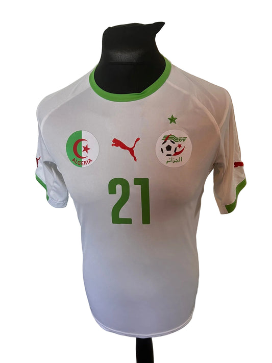 Algeria 2014-15 home football shirt, white, small, Puma, Riyad Mahrez, front