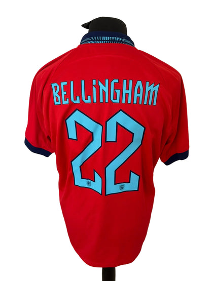 England 2022-23 away football shirt, red, Extra Large, XL, Nike, Jude Bellingham, back